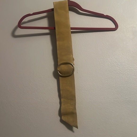 Belt 100% ring leather mustard color suede vintage Y2k chunky Boho - Picture 4 of 10